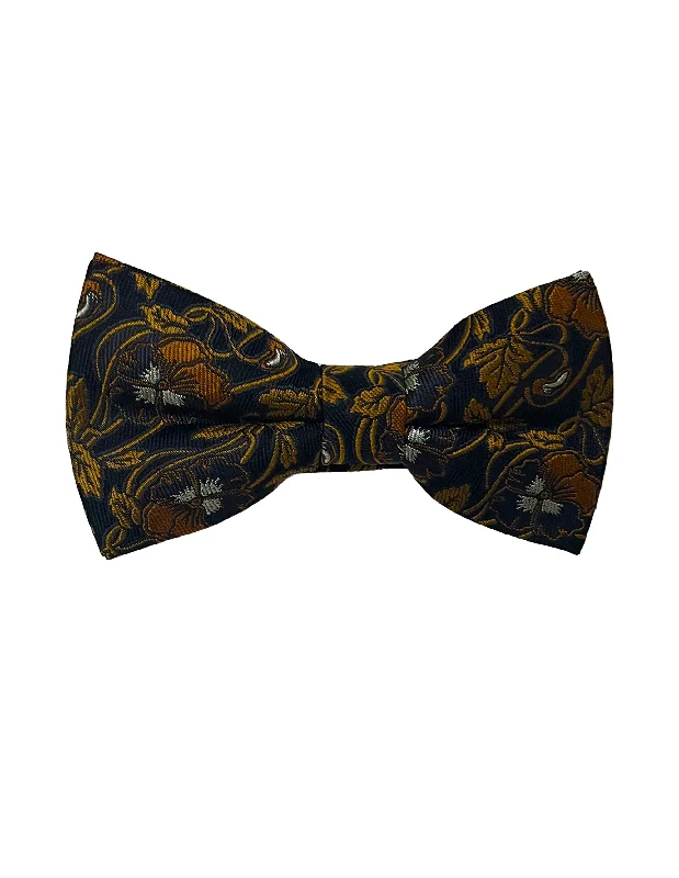 Black & Gold Flower Jungle Bow Tie