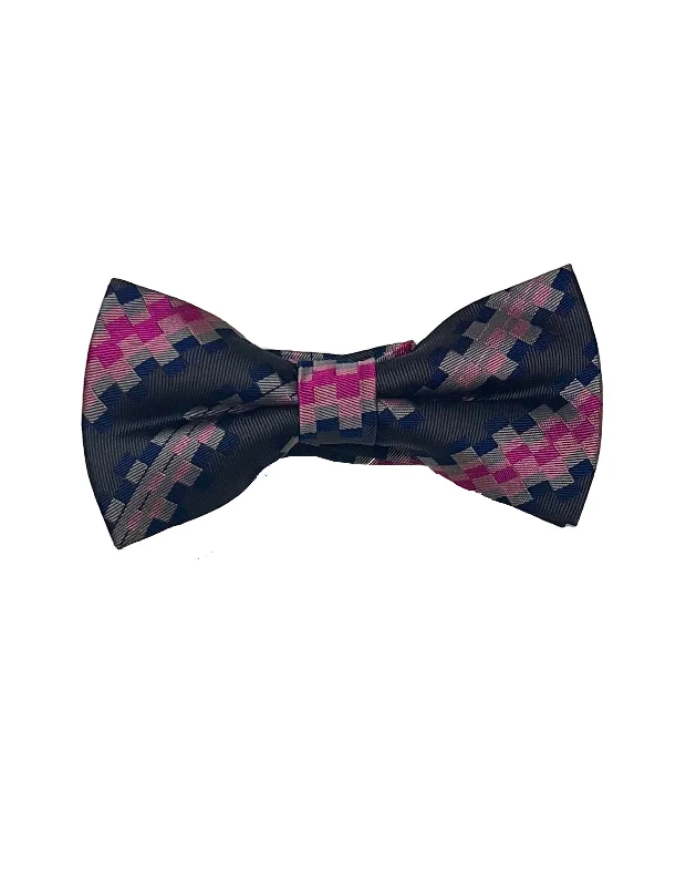 Pink Grid Bow Tie