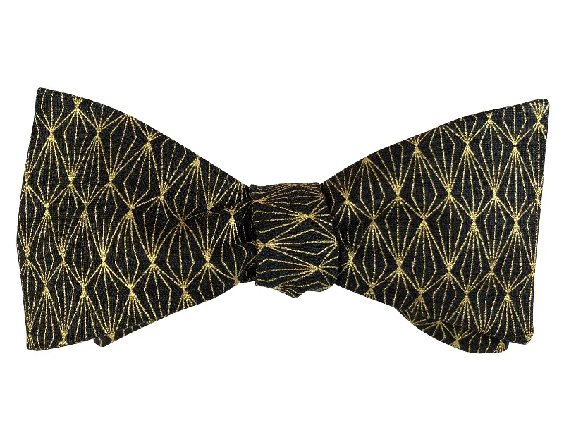 Black & Gold Geometric Bow Tie