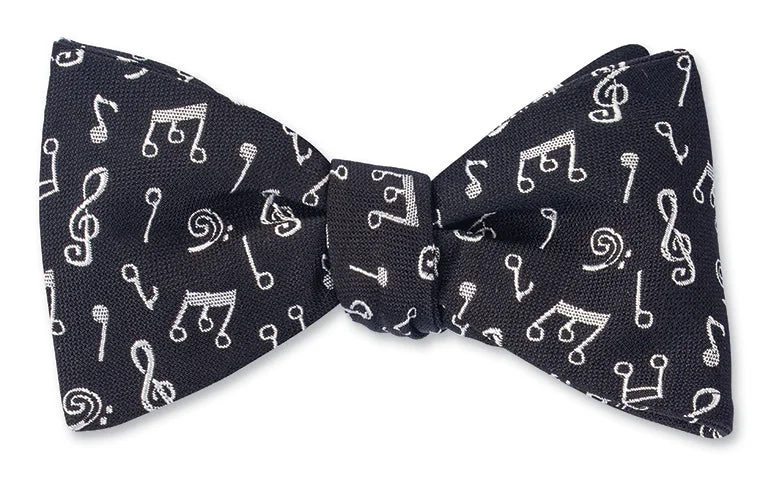 Black/White Music Notes Bow Tie - B4728