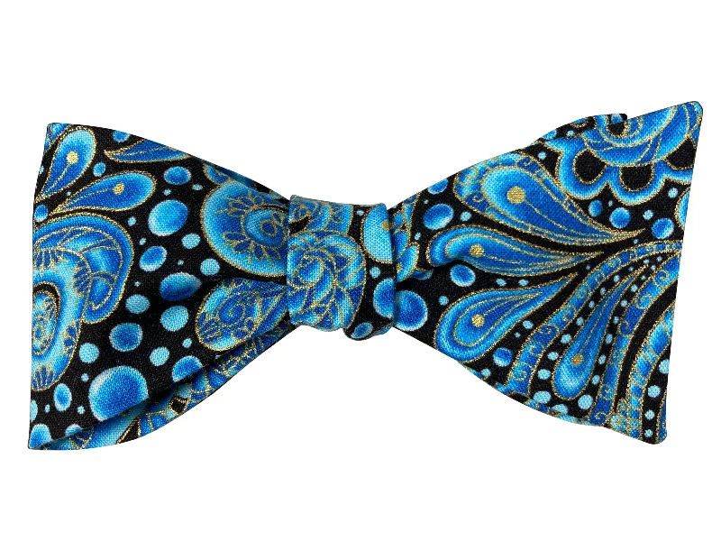 Blue Paisley Bubbles Bow Tie