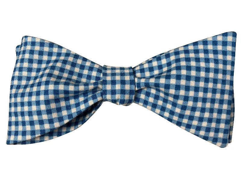 Blue Gingham Bow Tie