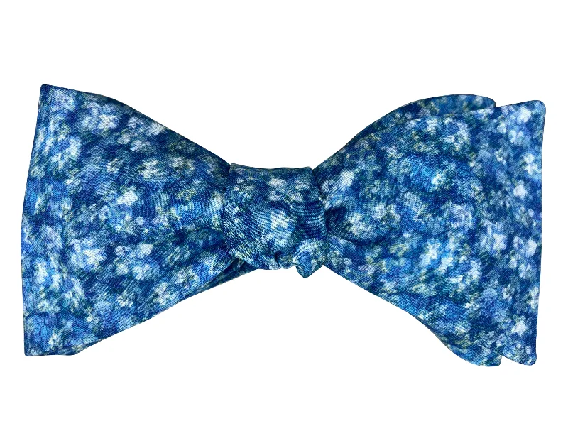 Blue Misty Floral Bow Tie