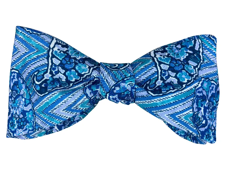 Blue Modern Paisley Bow Tie