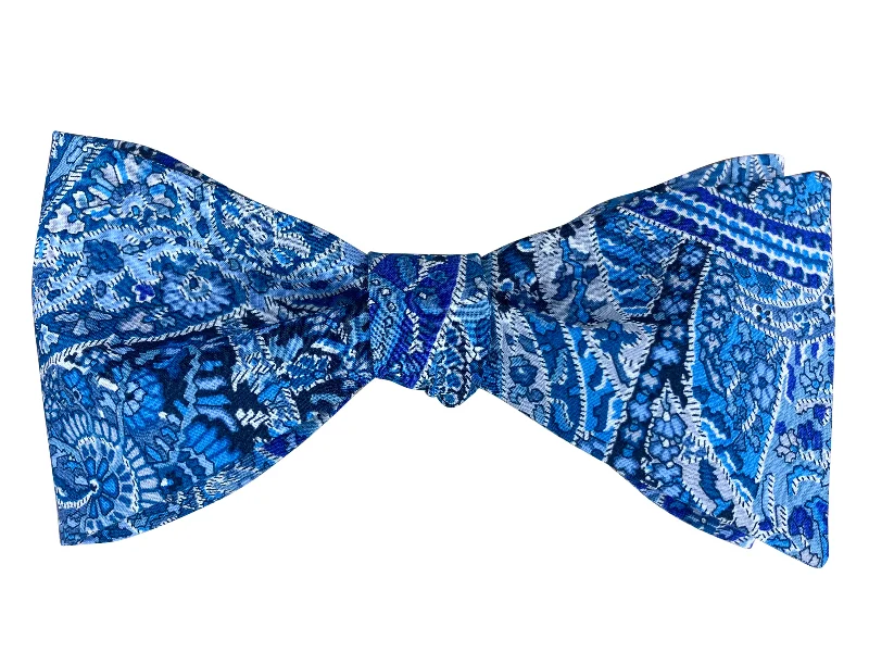 Bright Blue Paisley Bow Tie