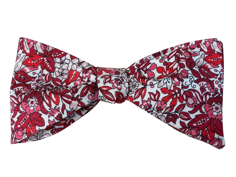 Burgundy Floral Bow Tie