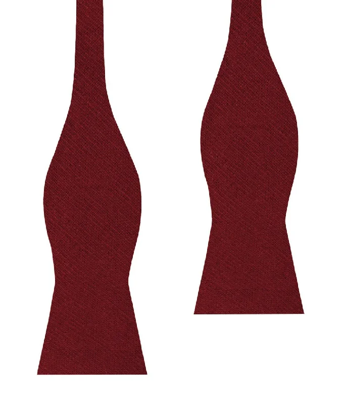 Carmine Burgundy Linen Self Bow Tie