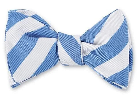 Carolina Blue/White Bar Stripes Bow Tie - B619