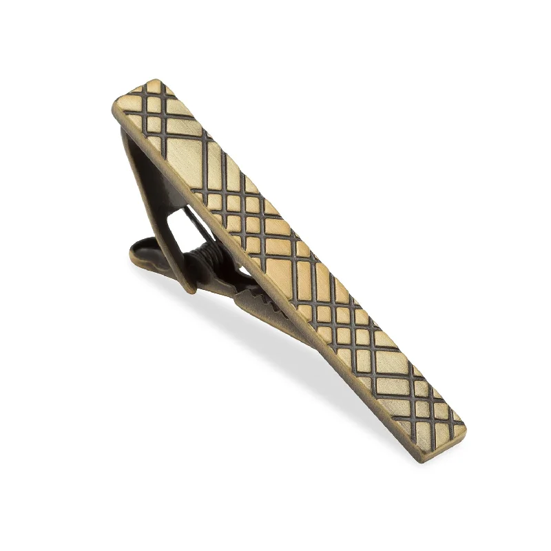 Crosshatch Brass Tie Bar