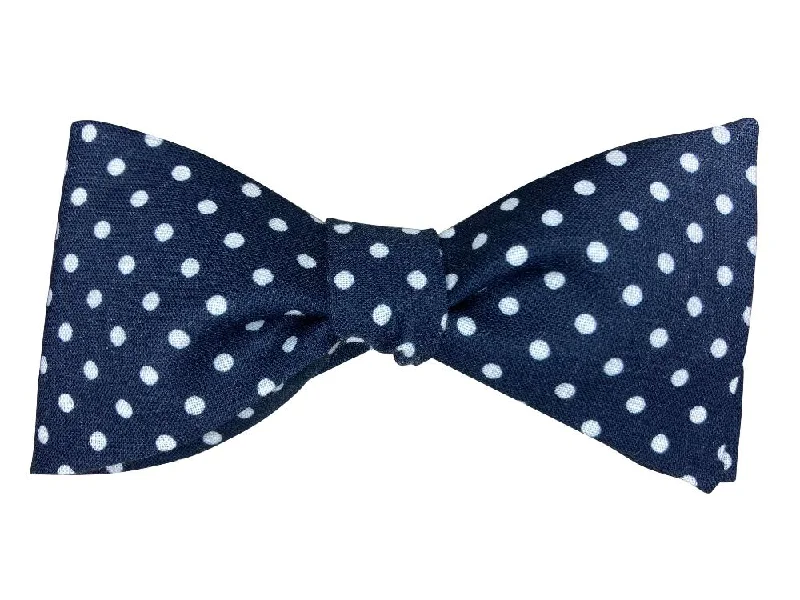 Dark Navy & White Polka Dot Bow Tie