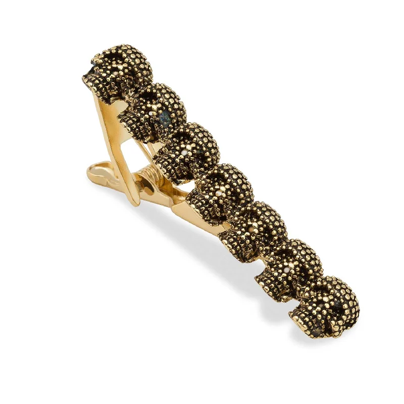 Día De Muertos Gold Skull Tie Bar