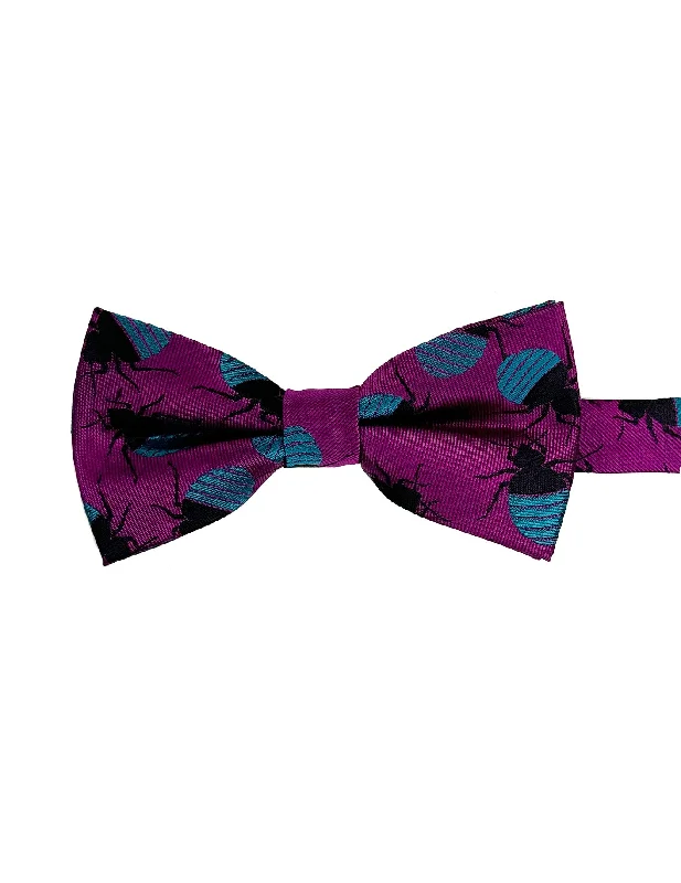 Fuchsia & Turquoise Bed Bugs Silk Bow Tie