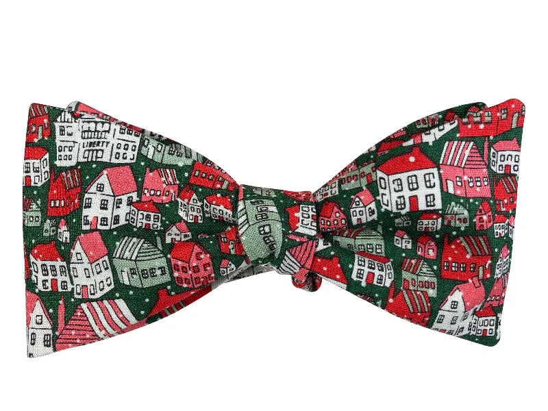 Green Christmas Town Bow Tie