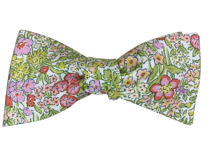 Green & Pink Floral Bow Tie