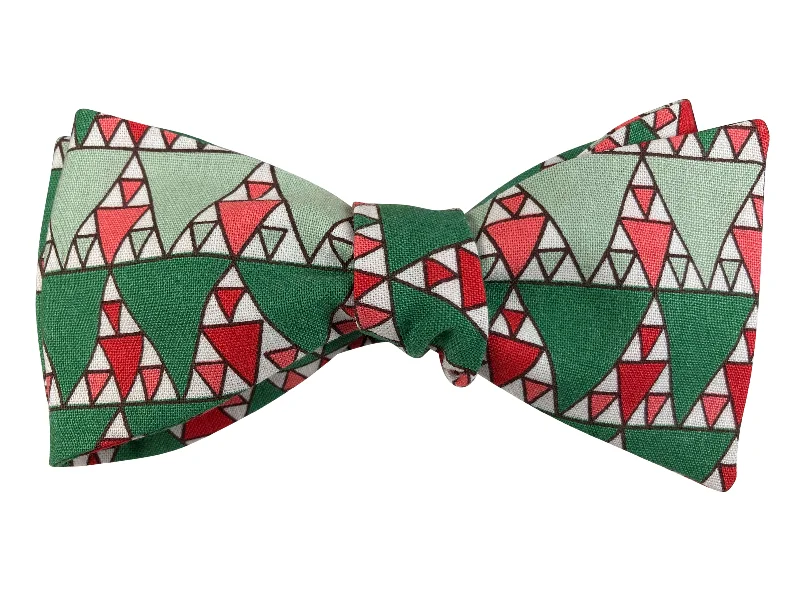 Green & Red Christmas Trees Bow Tie