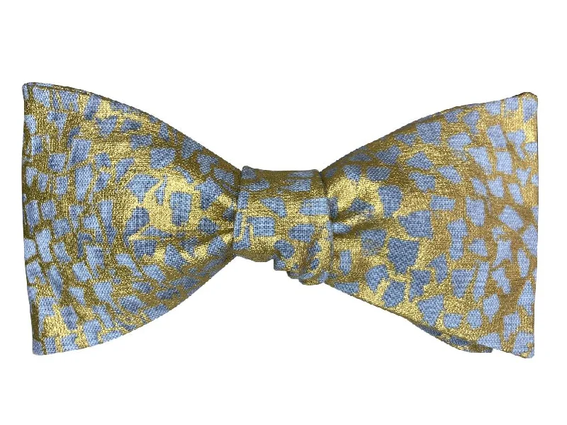 Grey & Metallic Gold Bow Tie