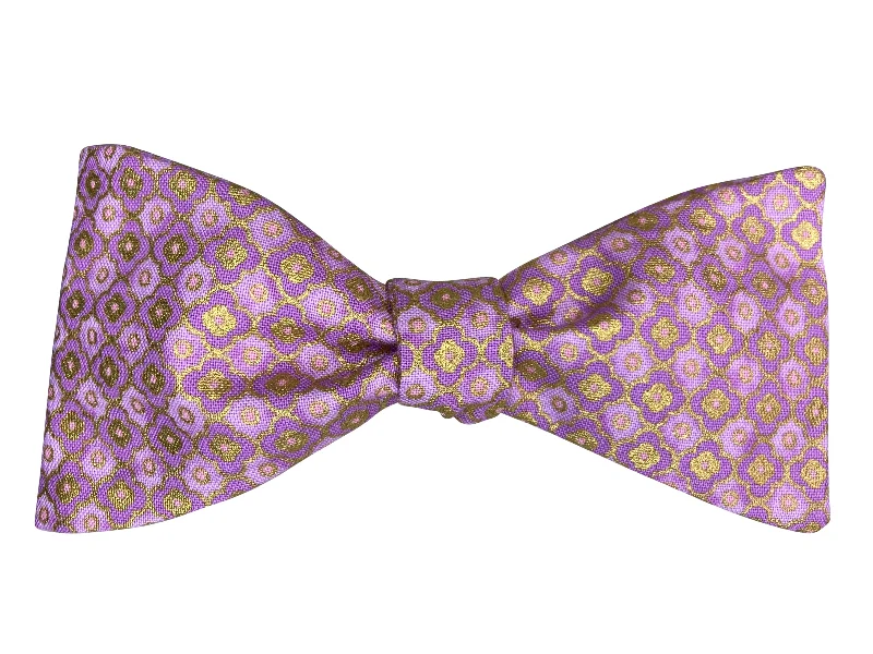 Lilac & Metallic Gold Mosaic Bow Tie