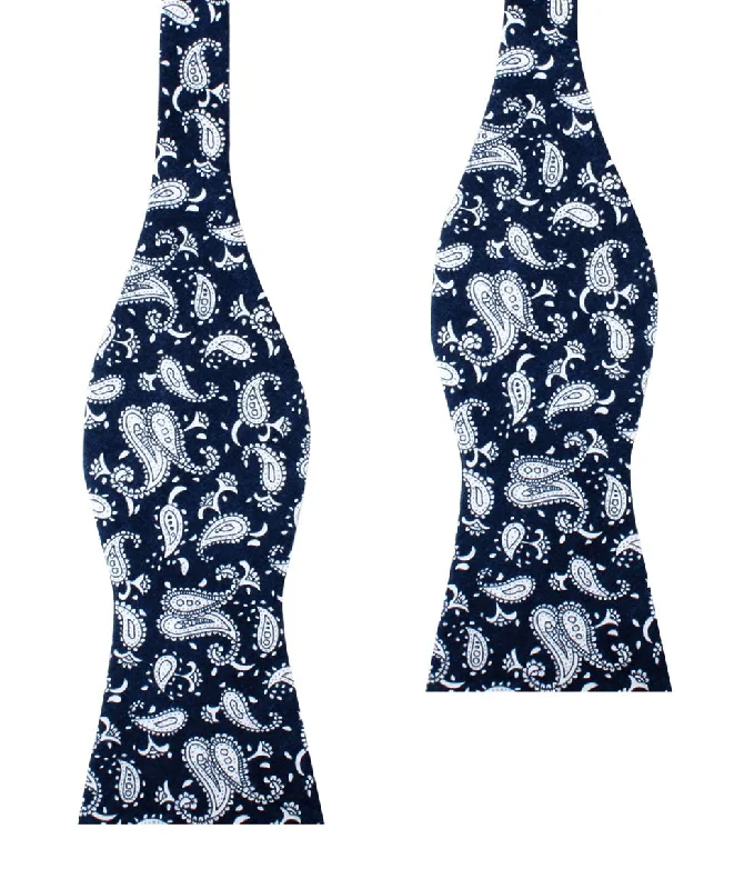 Moroccan Blue Paisley Self Bow Tie