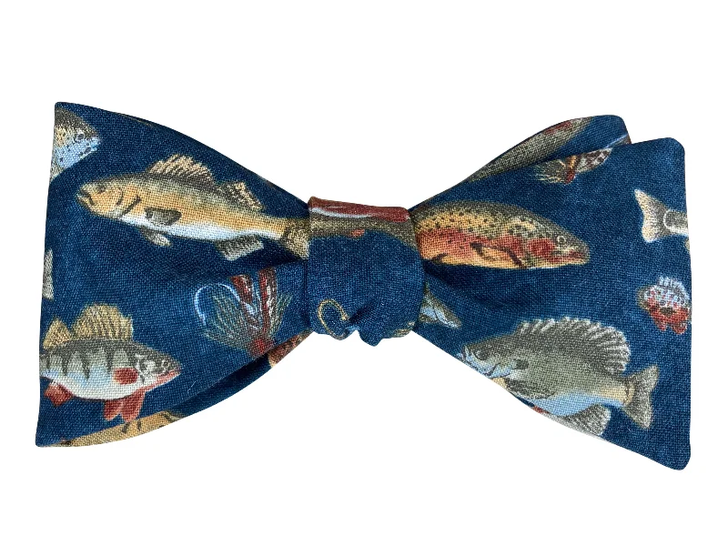 Navy Blue Fishes Bow Tie