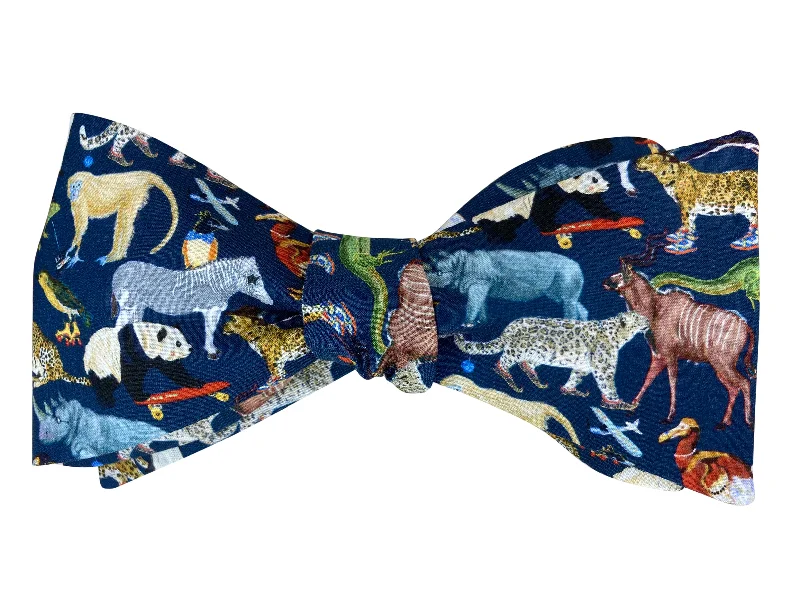 Navy Blue Funky Zoo Bow Tie