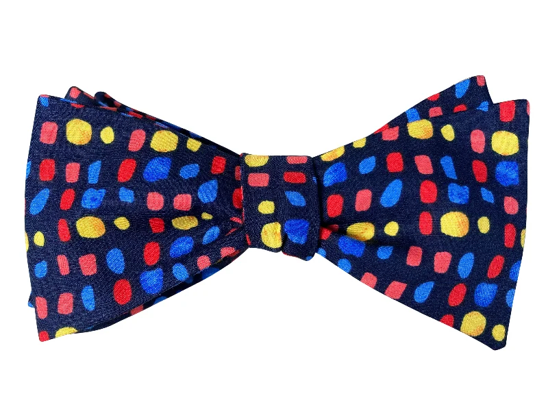 Navy Blue Pebbles Bow Tie