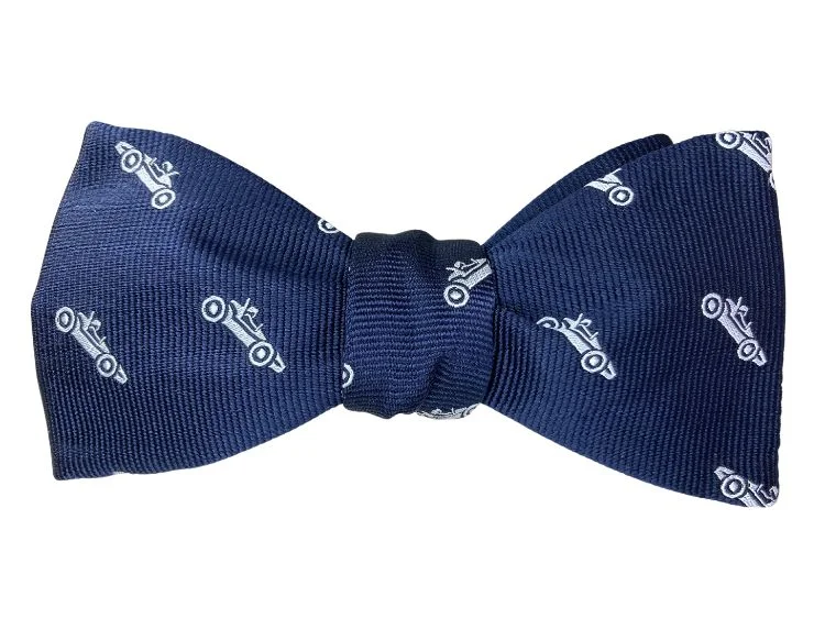 Navy Blue Racing Cars Jacquard Silk Bow Tie