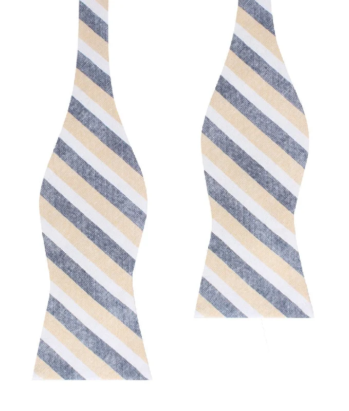 New York Striped Self Bow Tie