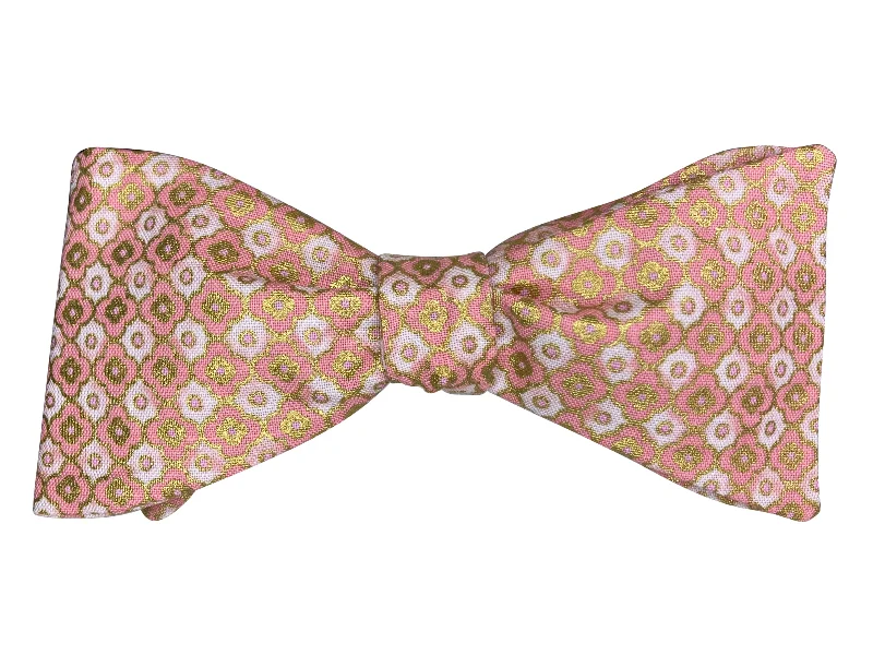 Peach & Metallic Gold Mosaic Bow Tie