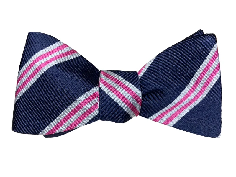 Pink Stripe Jacquard Silk Bow Tie