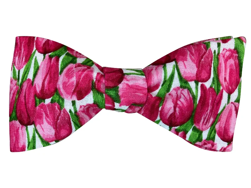 Pink Tulips Bow Tie