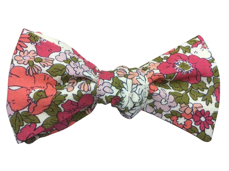 Pink & Green Floral Bow Tie