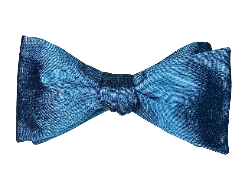 Pure Silk Bow Tie in Steel Blue