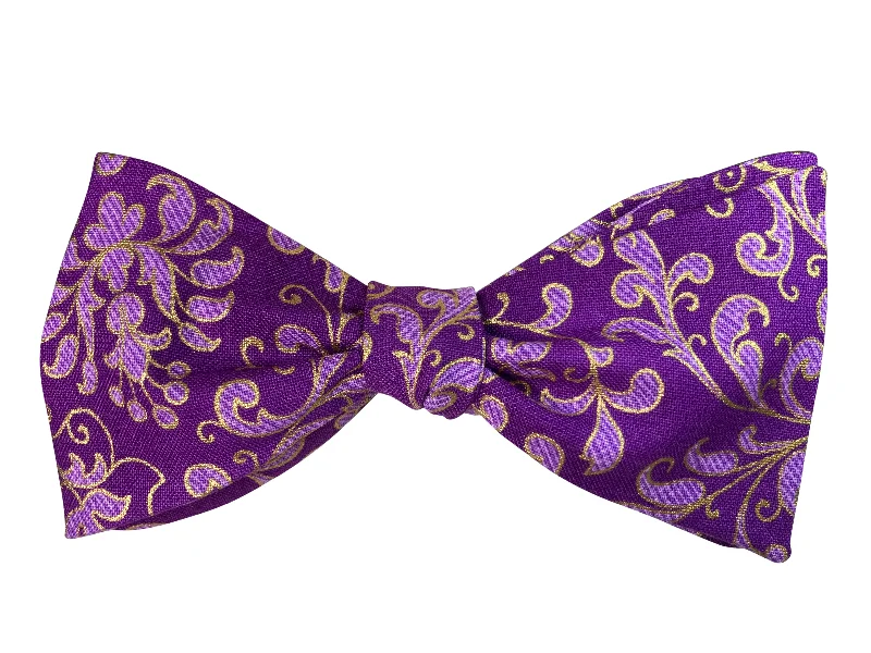 Purple & Gold Filigree Bow Tie