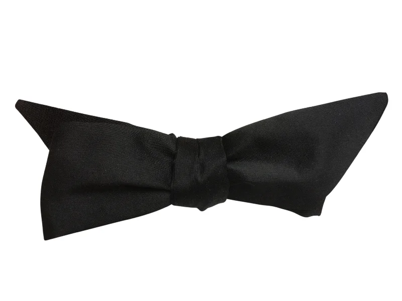 Rare Black Silk 'Wing' Self-Tie Bow Tie