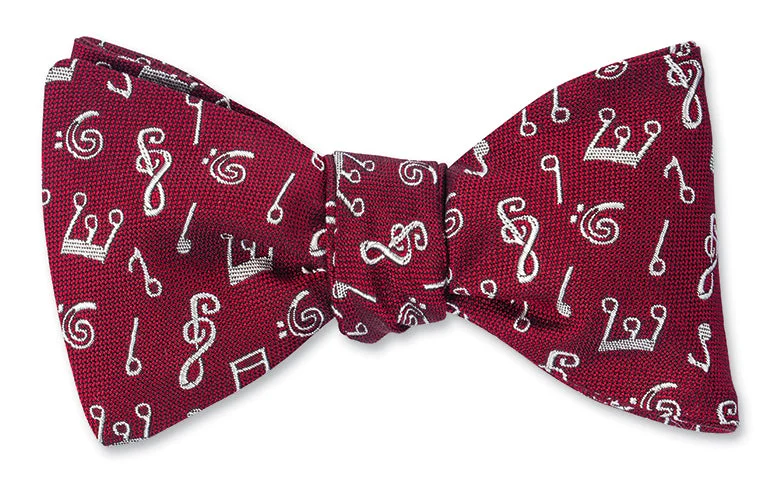 Red/White Music Notes Bow Tie - B4729