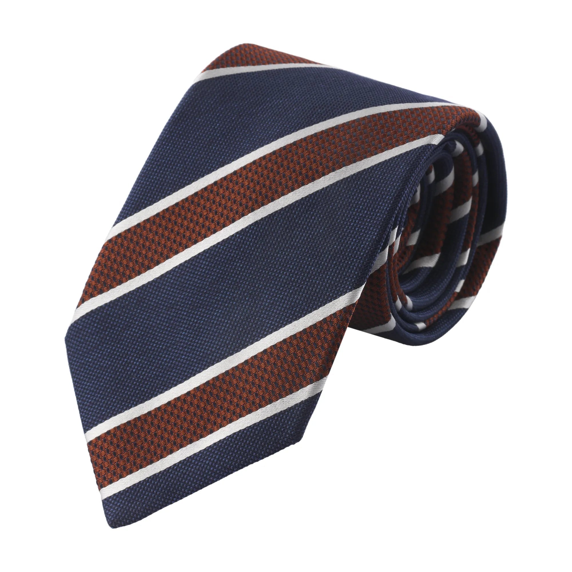 Regimental Lined Silk Tie in Blue and Red