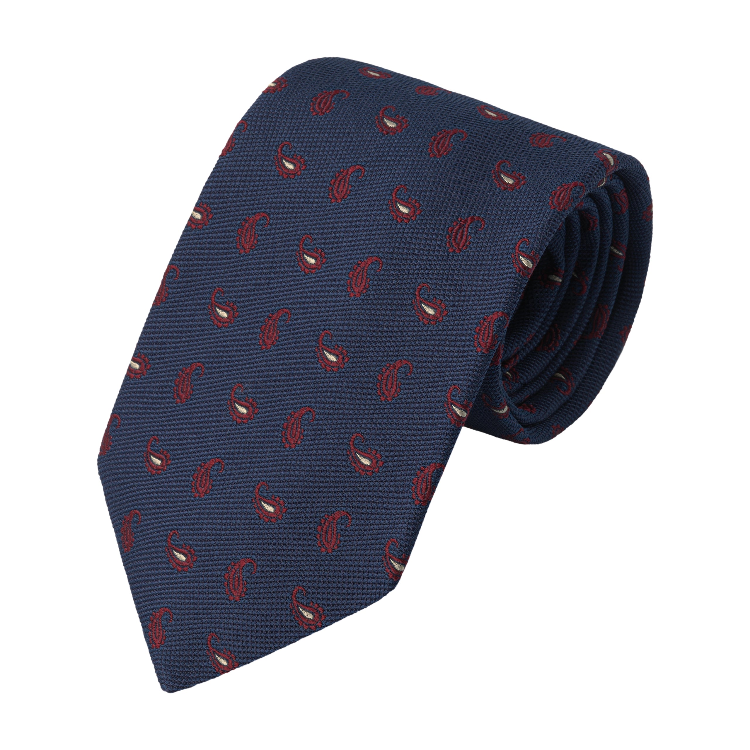 Paisley Embroidered Jacquard Tie in Royal Blue