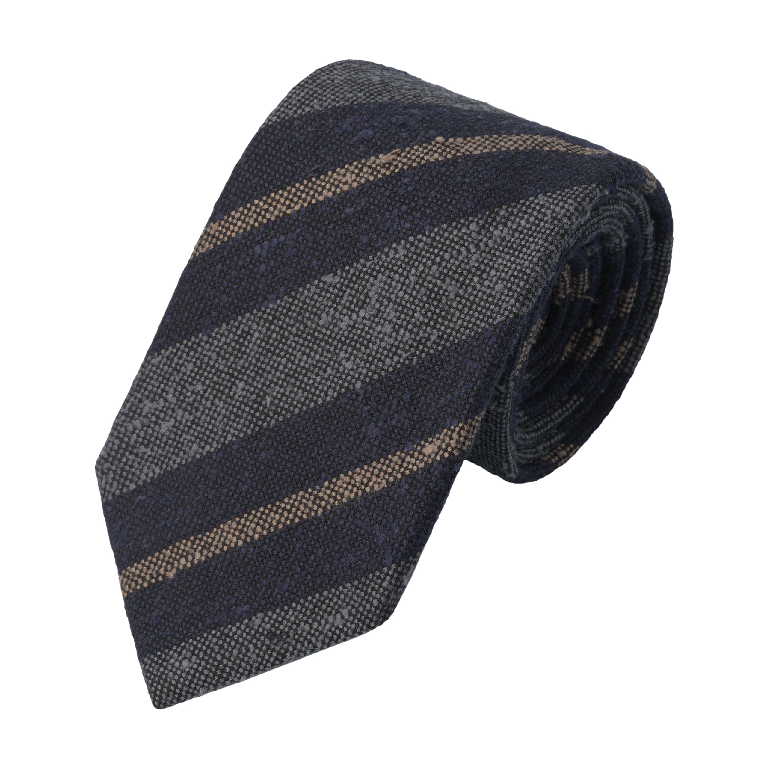 Regimental Wool-Blend Tie in Grey and Blue