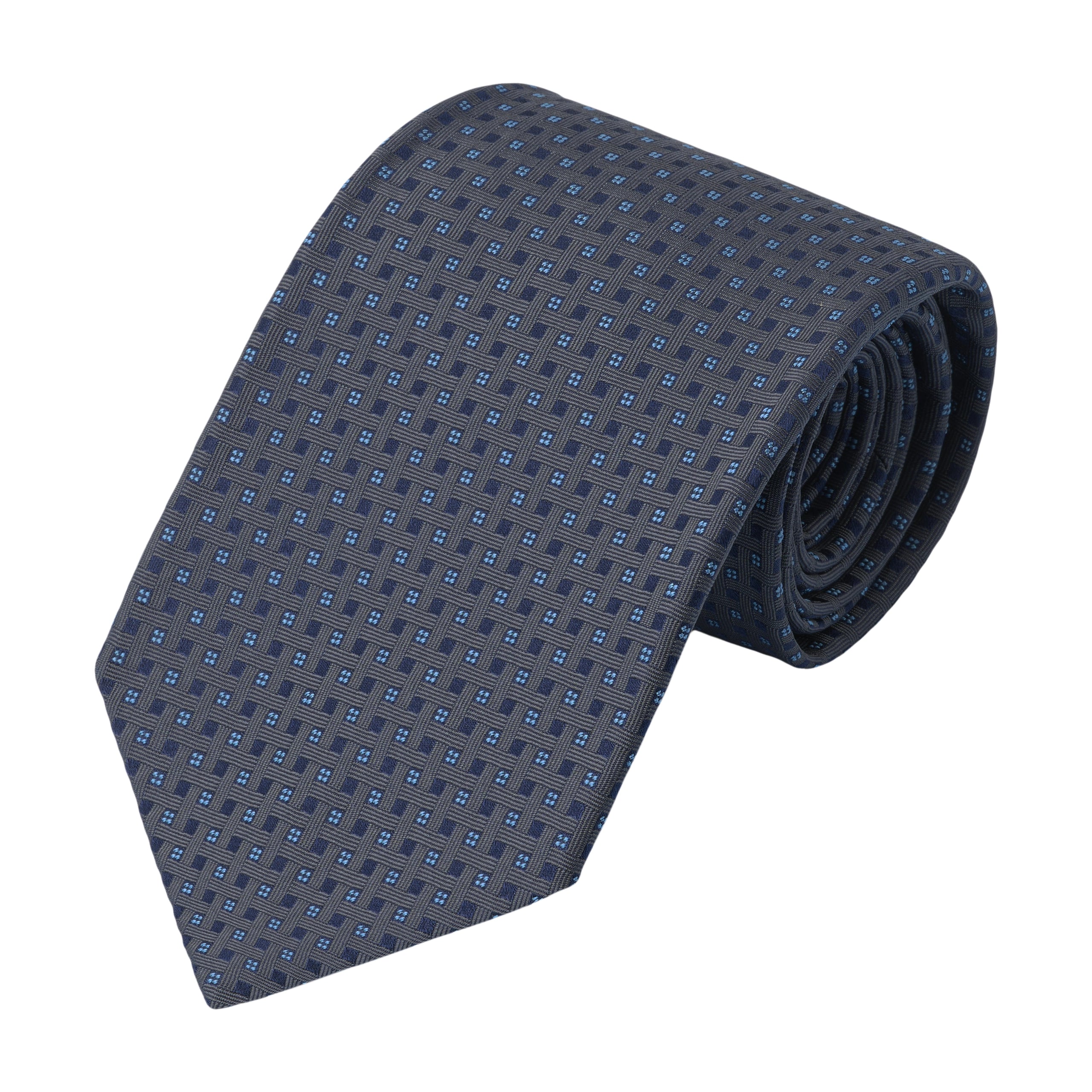 Jacquard Silk Self-Tipped Tie in Dark Blue with Pattern