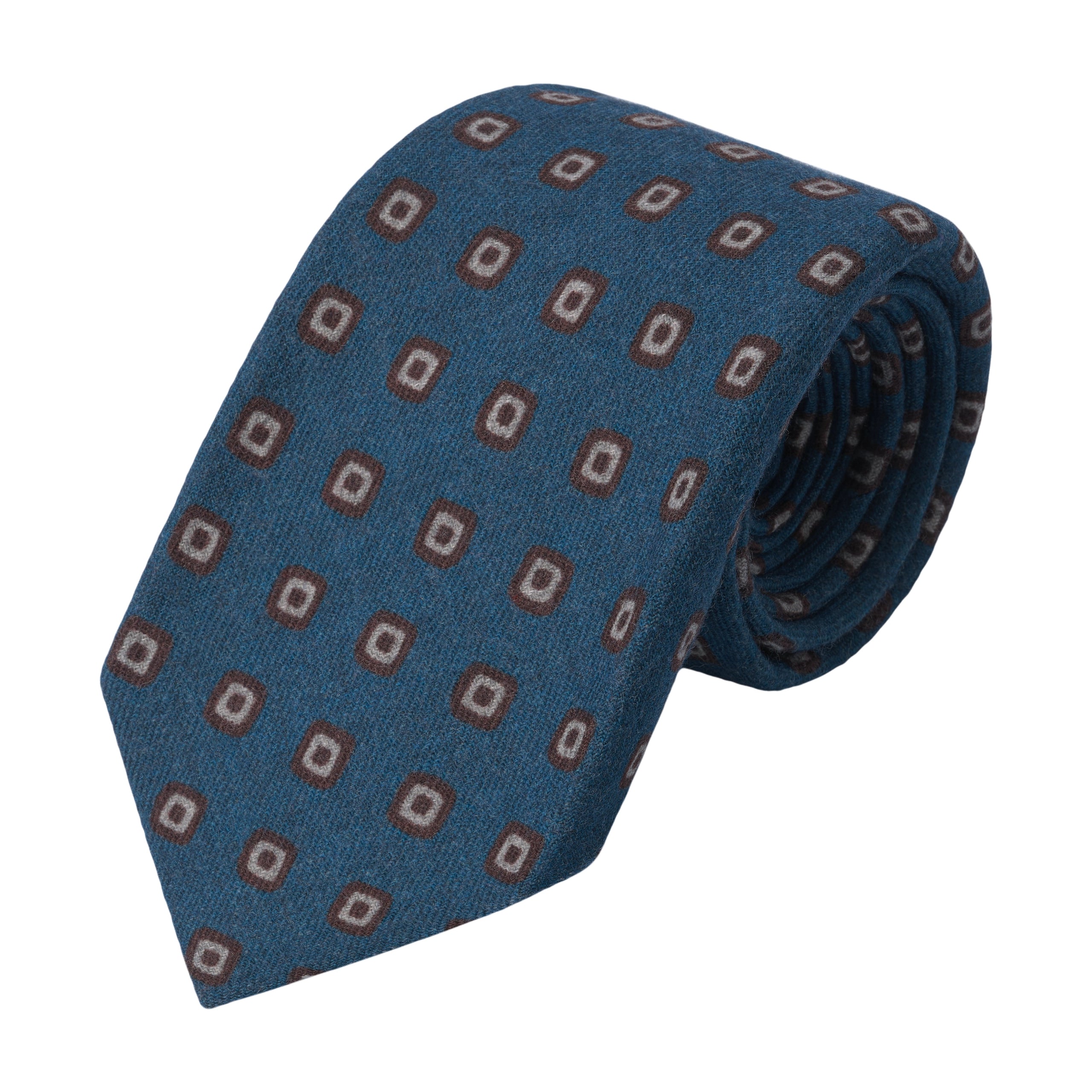 Printed Wool Tie in Blue