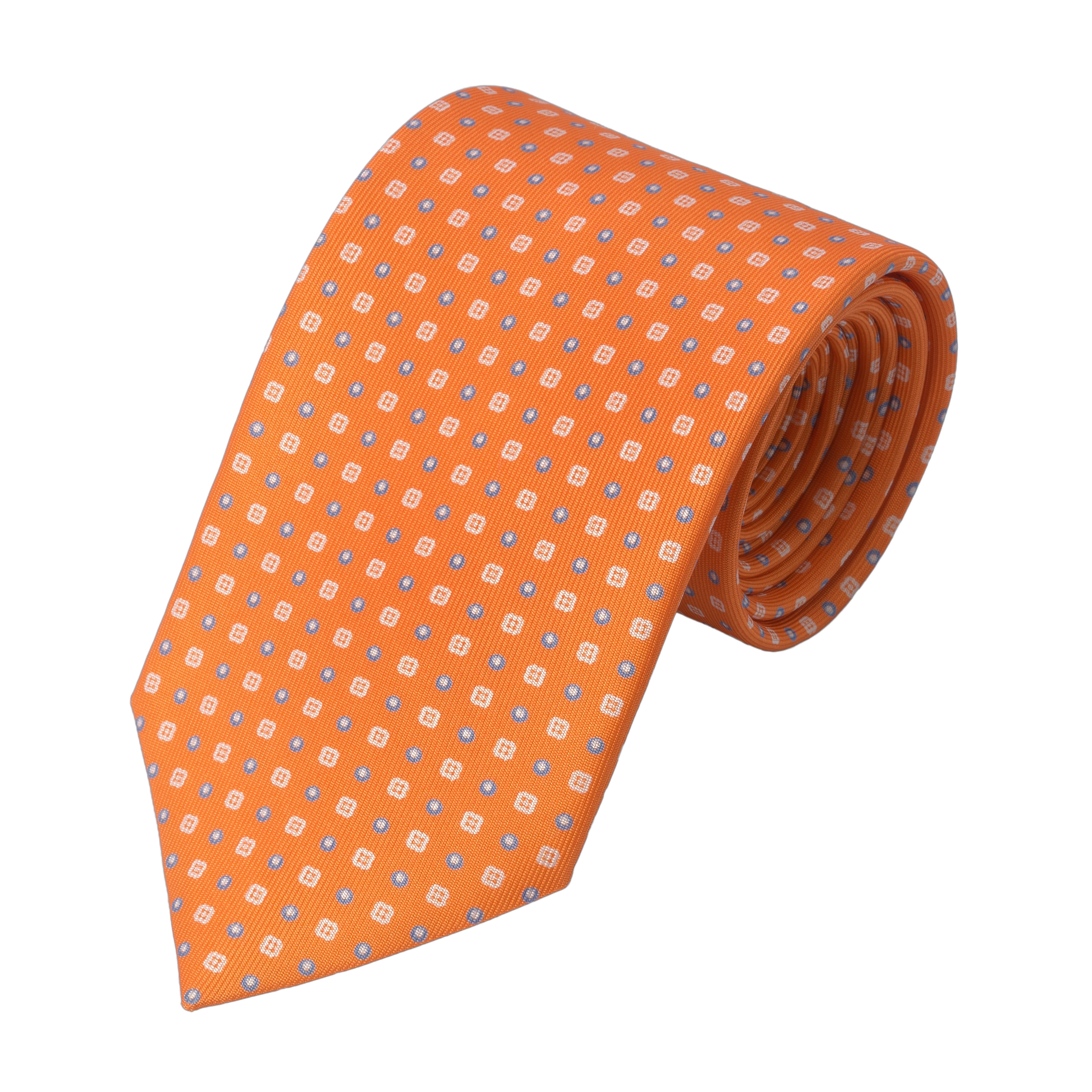 Printed Self-Tipped Silk Tie in Orange