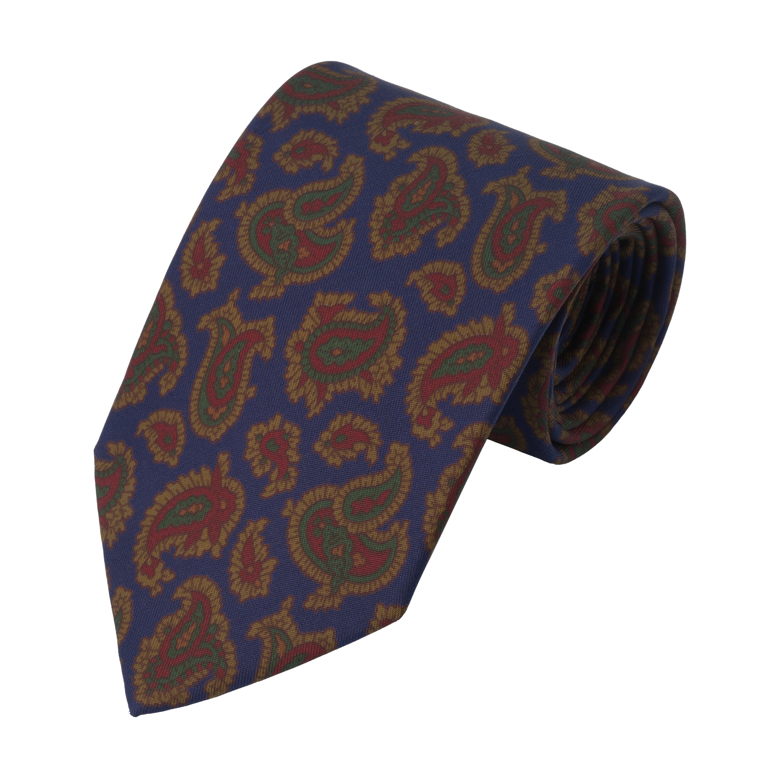 Printed Paisley Silk Tie in Royal Blue