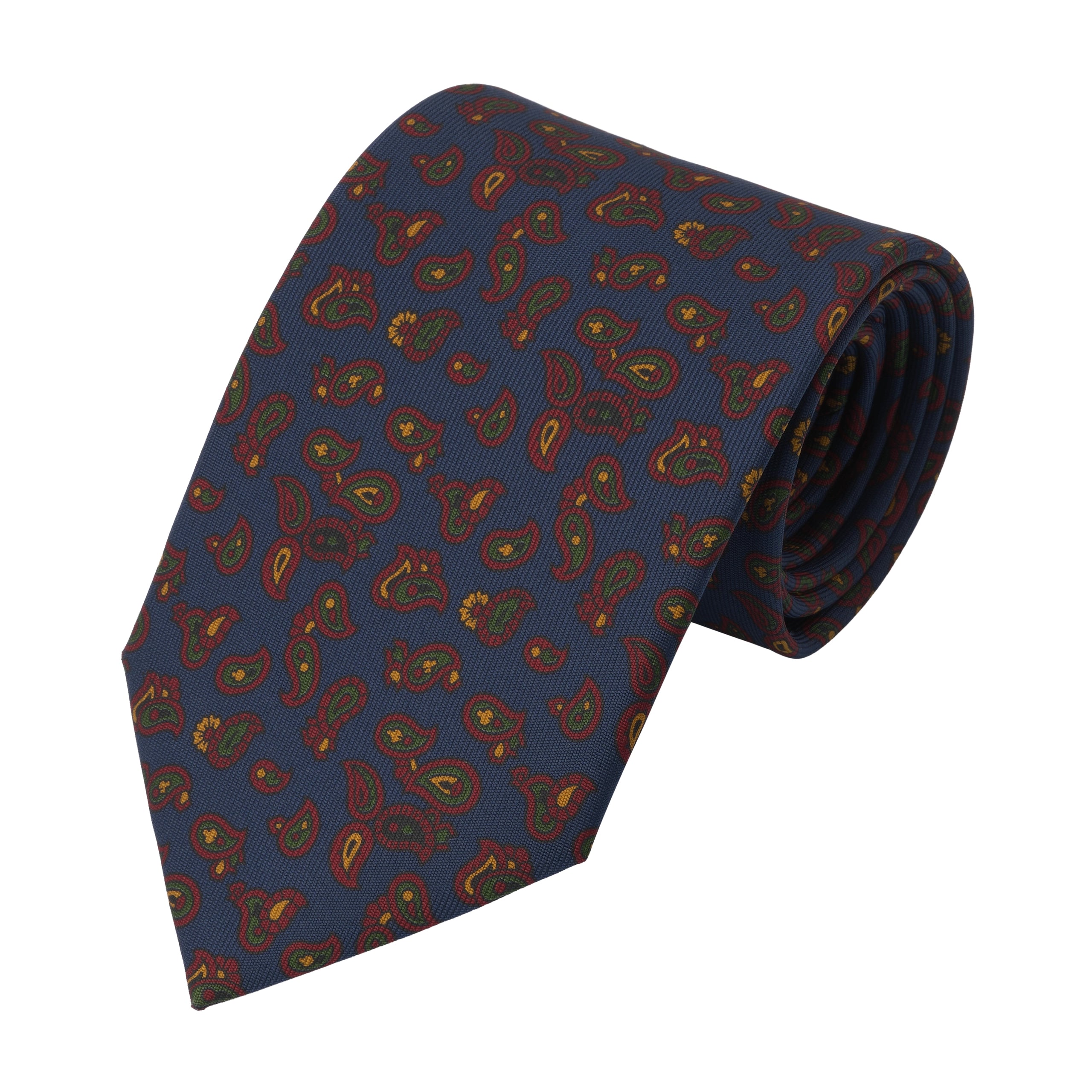 Printed Paisley Silk Tie in Royal Blue