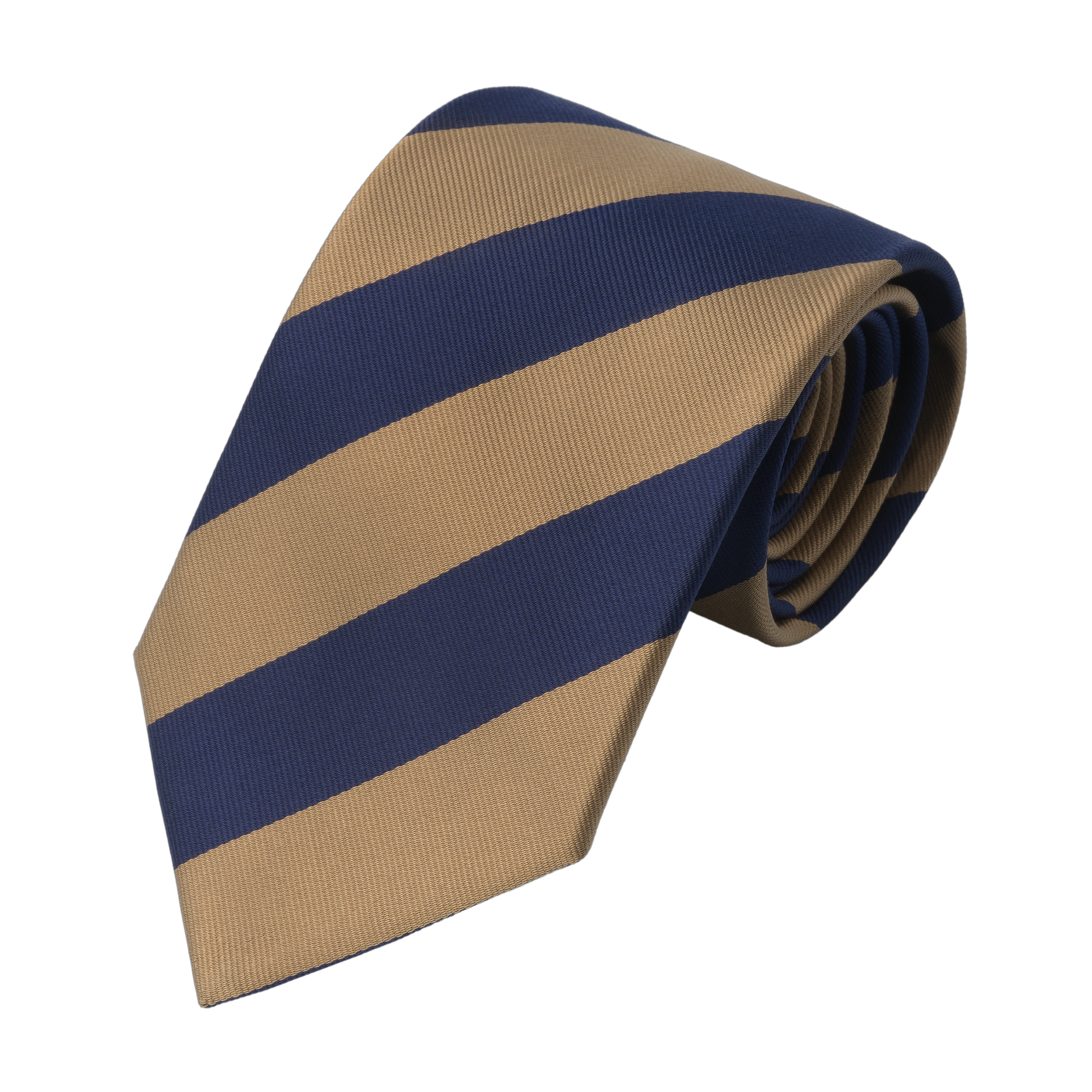 Regimental Silk Tie in Navy Blue and Golden Blue