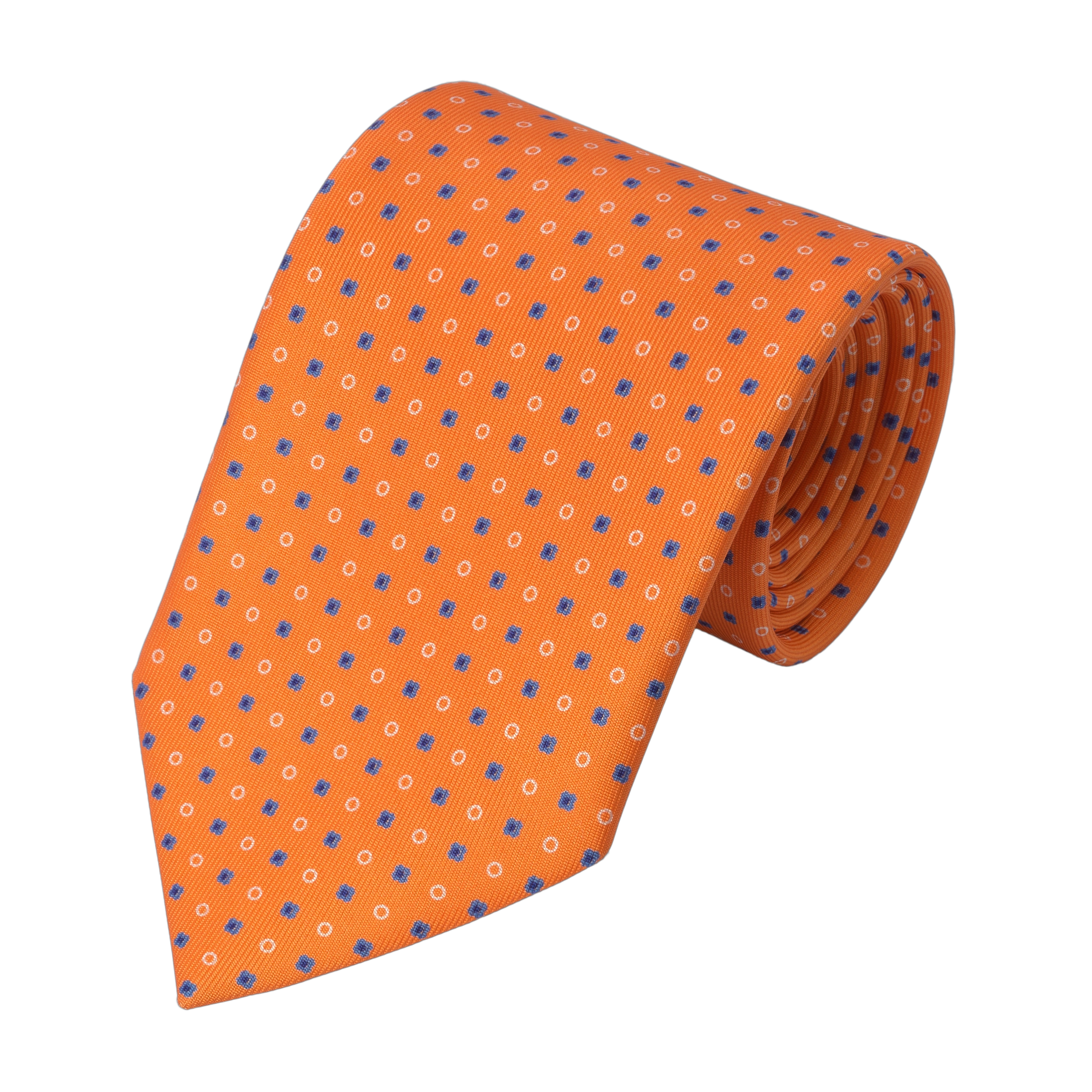 Flower Self-Tipped Silk Tie in Orange