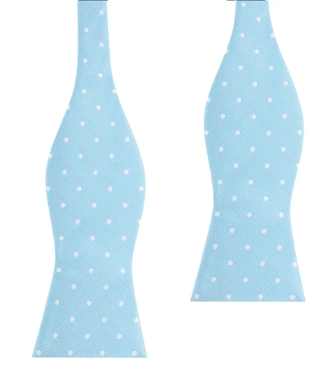 Sky Blue with White Polka Dots Self Tie Bow Tie