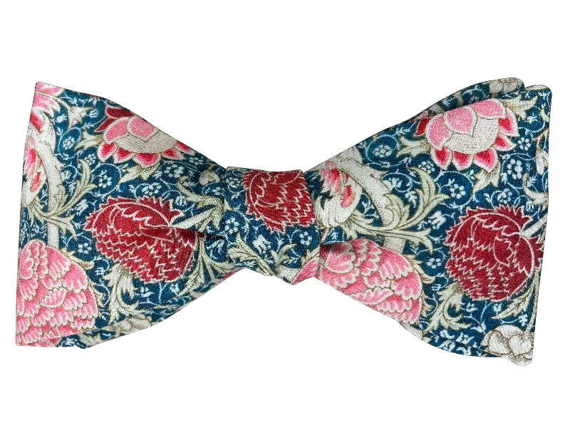 Teal & Coral Floral Bow Tie