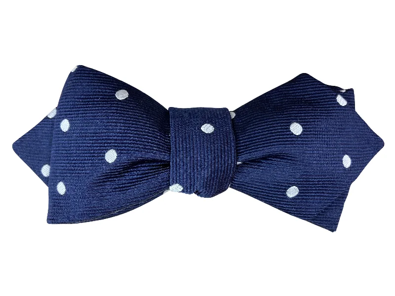 'The Churchill' Blue & White Polka Dot Silk Bow Tie