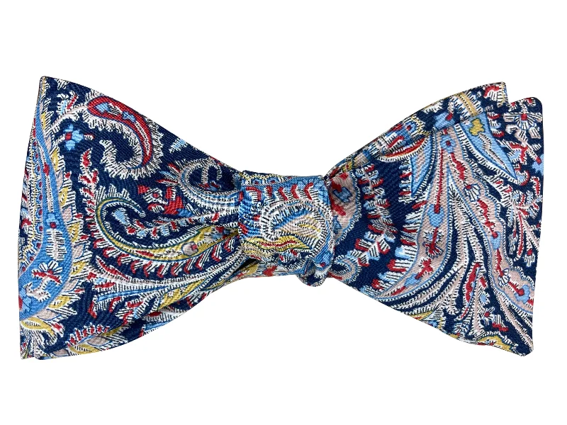 Traditional Navy Paisley Bow Tie