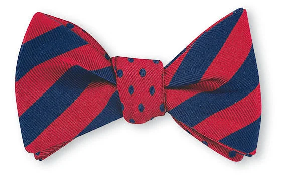 Red/Navy University Polka Dots/Stripes Bow Tie - B2382/671